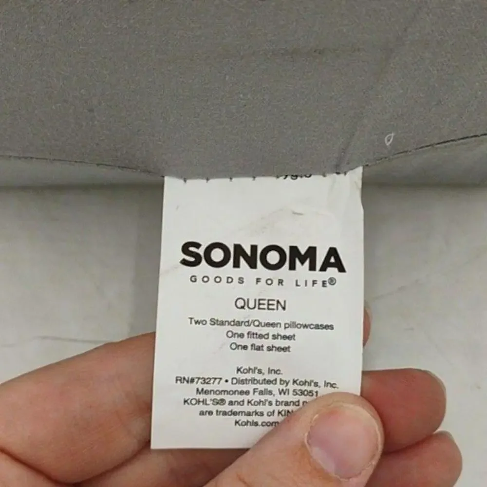 SONOMA Goods For Life Sheet Set Queen Gray HygroCotton Cotton Bedding